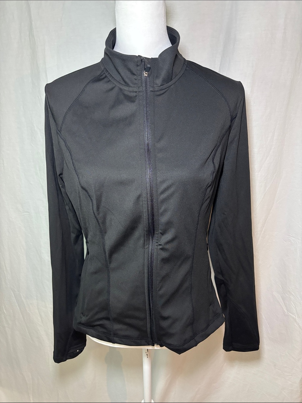 Running Girl Lightweight Athletic  Black Zip Front Jacket